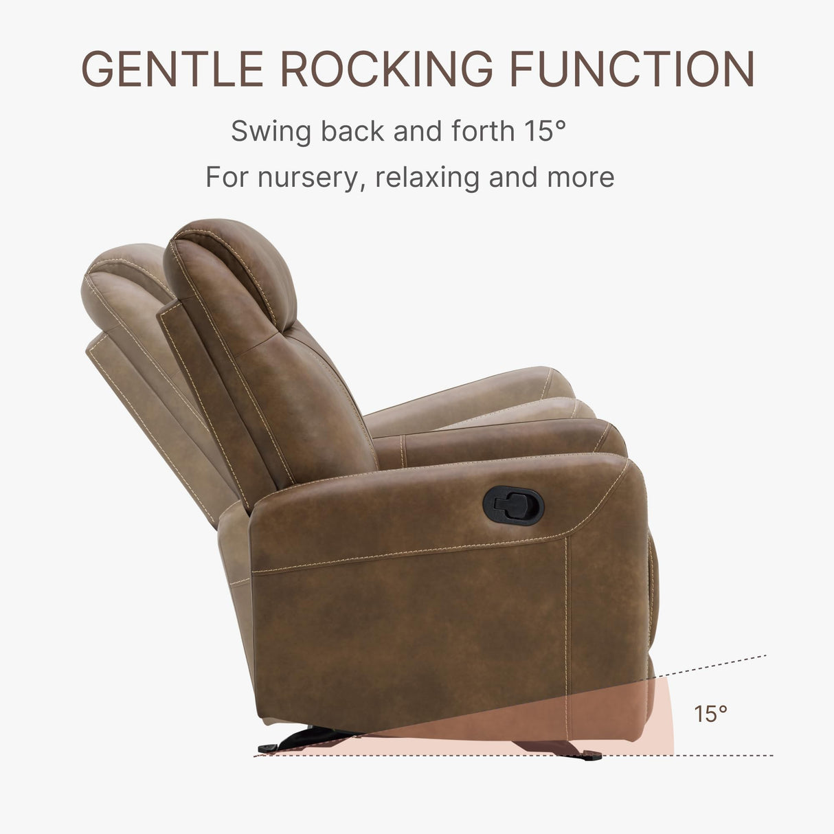 KISLOT Leather Recliner Chair Faux Reclining Sofa Lazy Boy Glider Rocking Function with Armrest for Living Room Bedroom Home Theater Seating KISLOT