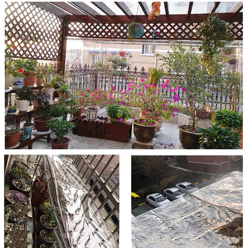 Heavy Duty Waterproof Clear Tarp-Thicken Clear Vinyl PVC Tarps Transparent Tarpaulin with Brass Grommets for Camping Patio Gazebo Outdoor-Tarp to Cover The Sun and Rain TOPCHANCES