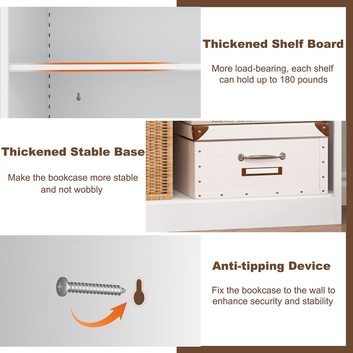 DUTYSEST Book Shelf Organizer, Metal Bookshelves Adjustable, 5 Tier White Bookcase, Heavy Duty Open Bookshelf for Office, Living Room, Library, Bedroom, 65.8" Tall DUTYSEST