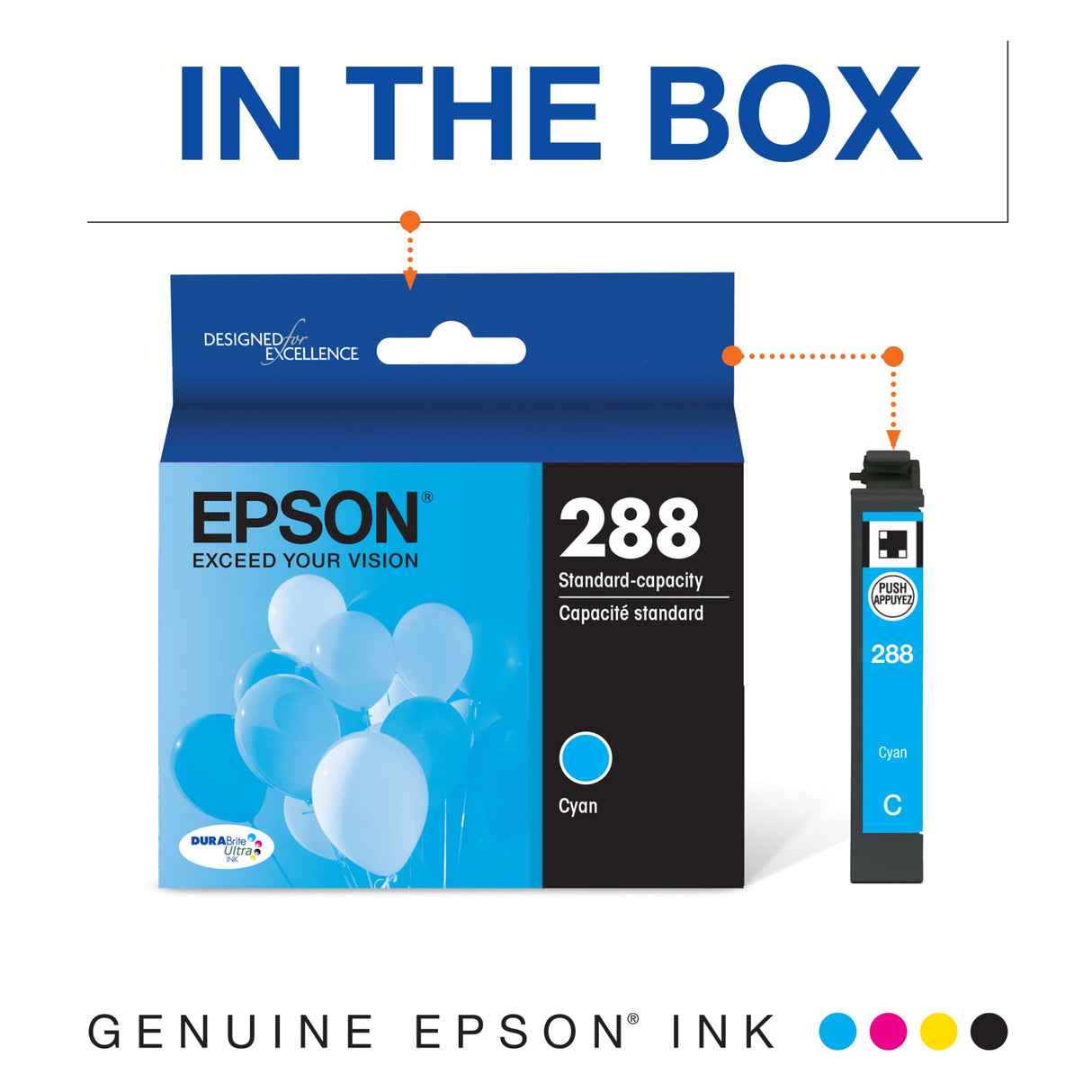 EPSON 288 DURABrite Ultra Ink Standard Capacity Cyan Cartridge (T288220-S) Works with Expression XP-330, XP-430, XP-434, XP-340, XP-440, XP-446 Epson