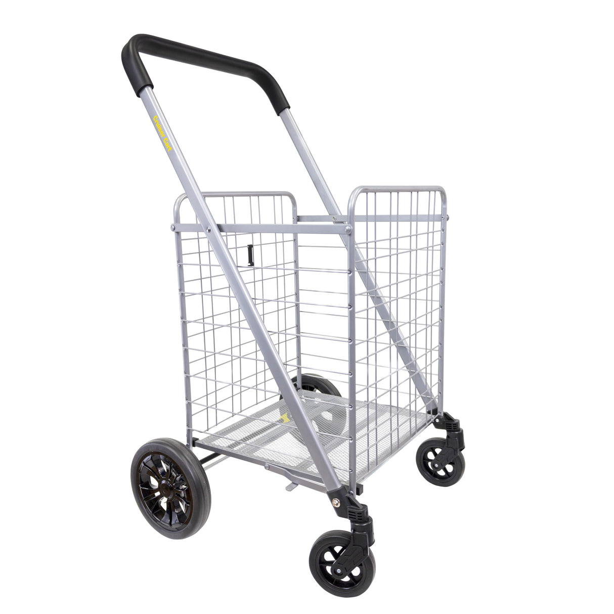 dbest products Cruiser Cart Deluxe 2 Shopping Grocery Rolling Folding Laundry Basket on Wheels Foldable Utility Trolley Compact Lightweight Collapsible, Silver dbest products