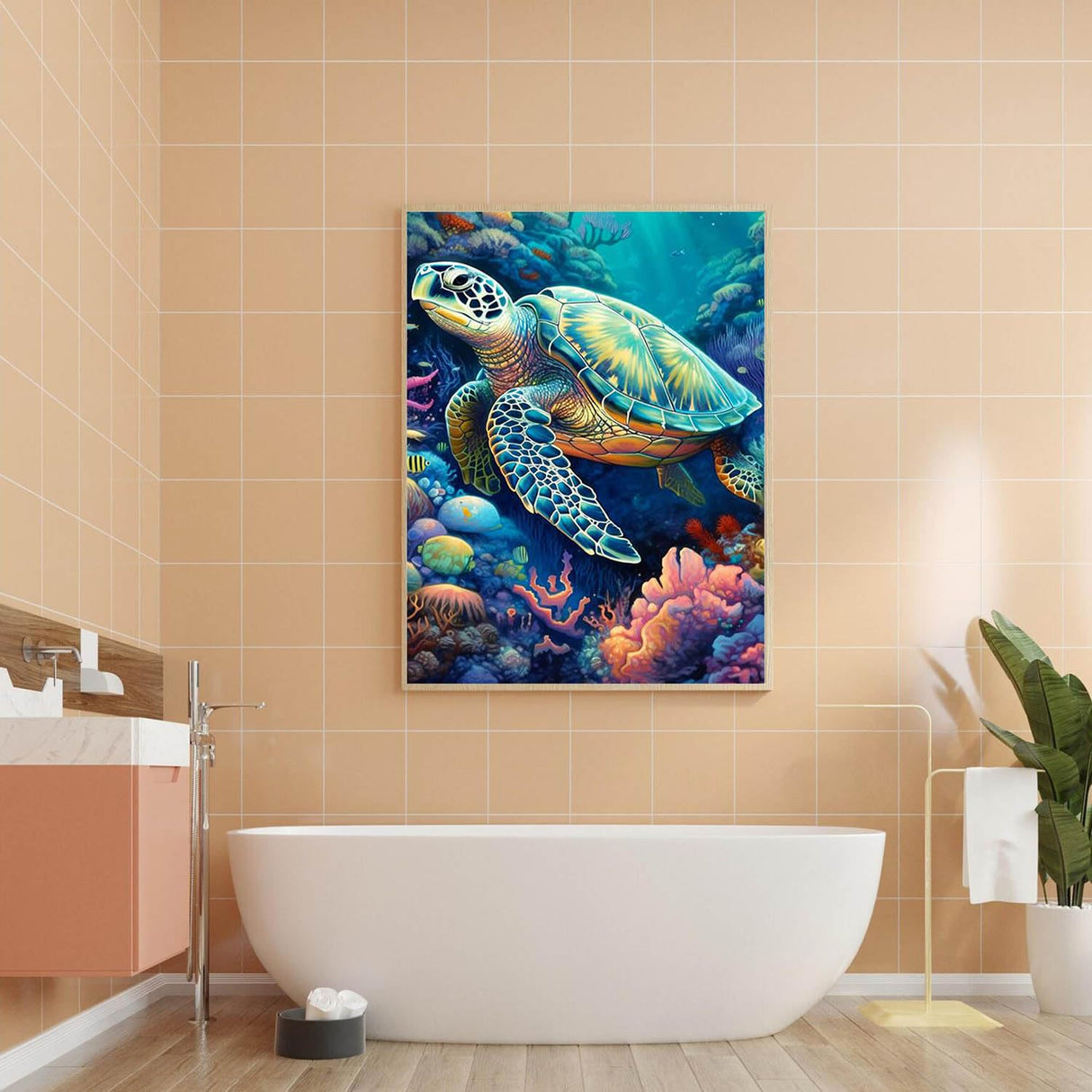 FOXKISS Sea Turtle Diamond Art Painting Kits for Adults, Full Drill Diamond Dots Paintings for Beginners, Round 5D Paint with Diamonds Pictures Gem Art Painting Kits DIY Crafts Kits 12x16inch FOXKISS