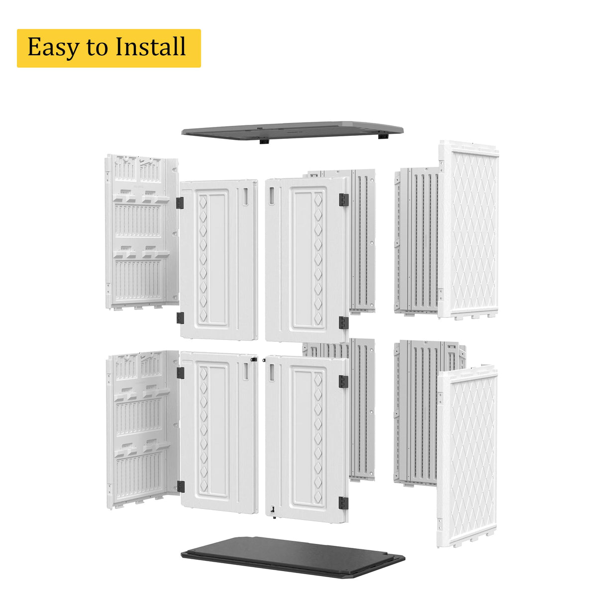 HOMSPARK Storage Shed Weather Resistance, Multi-Purpose Outdoor Storage Cabinet Waterproof, Outdoor Storage Cabinet for Garbage Cans, Lawnmower, Garden Accessories (off white, tall shed-53 cu ft) HOMSPARK