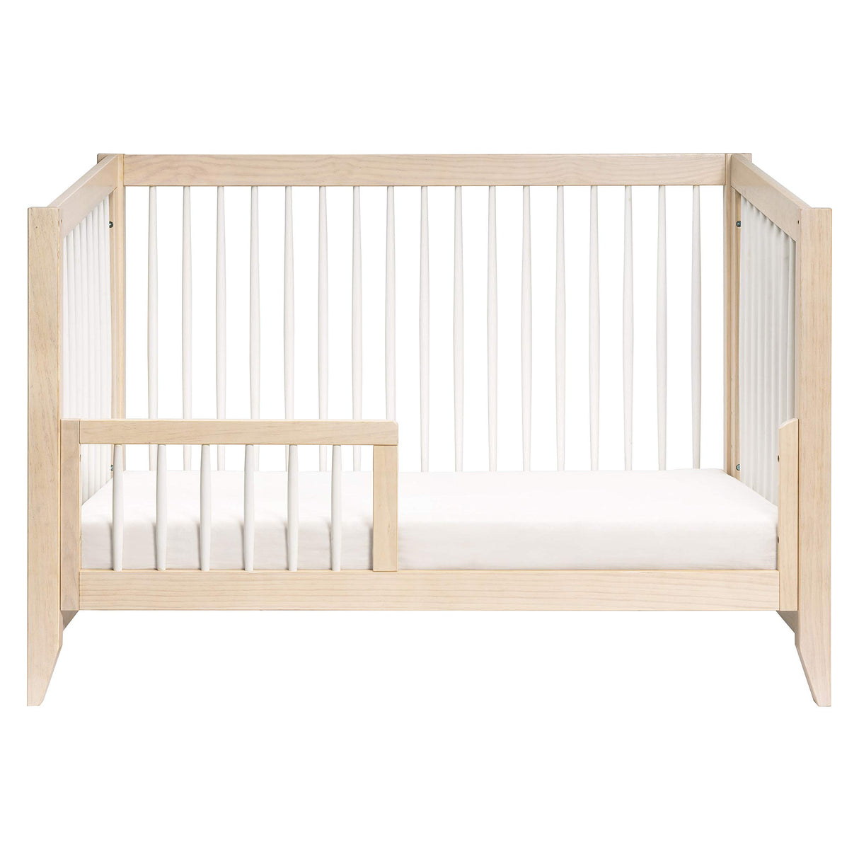 Babyletto Sprout 4-in-1 Convertible Crib with Toddler Bed Conversion Kit in Washed Natural and White, Greenguard Gold Certified babyletto