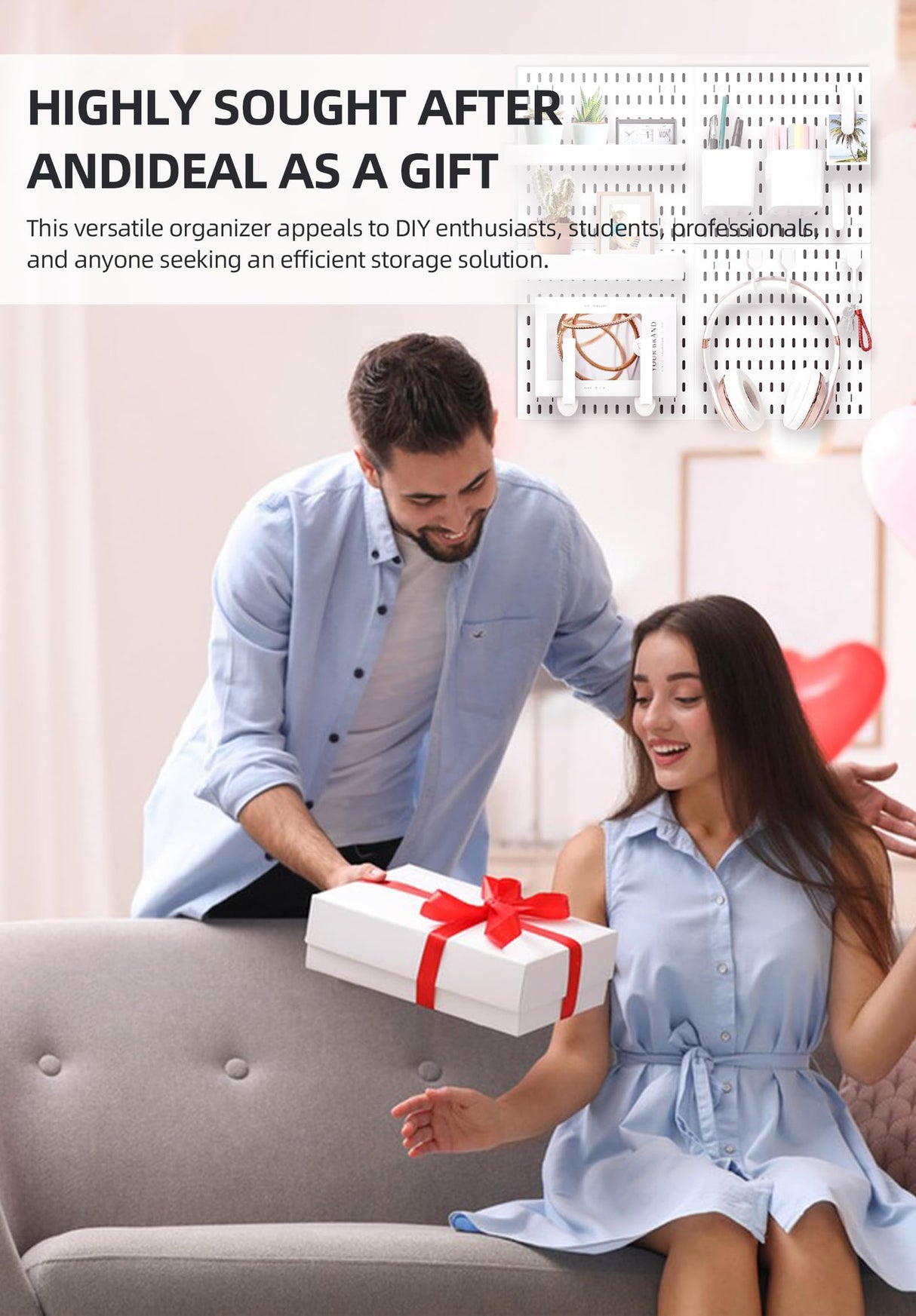 EVDBOBO Wall Organizer Peg Board - Elevate And Declutter Your Gaming And Office - Create A Perfectly Structured Space(Black) EVDBOBO