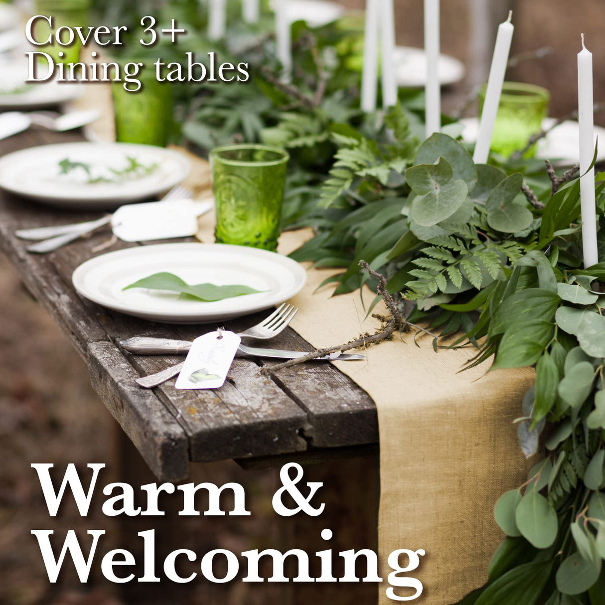 Burlap Fabric Roll – 12" x 30 Ft No-Fray Jute Table Runner for Weddings, Crafts, Rustic Decor, DIY Projects & Events – Natural Farmhouse Style Shop Square