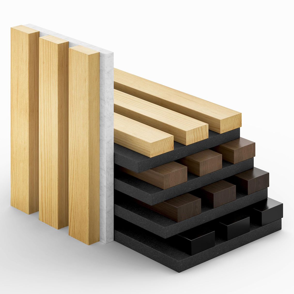 ROOMTEC Acoustic Wood Wall Panels, Soundproof Wall Panels, Wood Slat Wall Panels for Wall Decor (samples) ROOMTEC