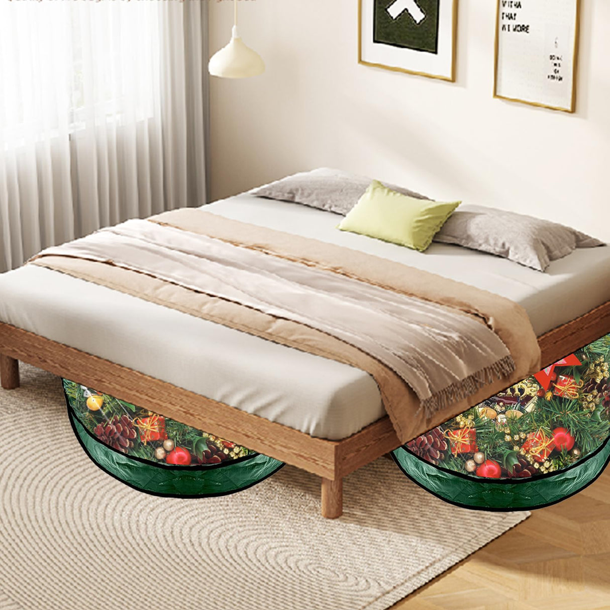 YAYODS 6 Pack Wreath Storage Container Bag, 24x8 Inch Christmas Wreath Storage Container Heavy Duty Christmas Wreath Boxes with Clear Window for Xmas Holiday Seasonal Wreath Garland (Green) YAYODS