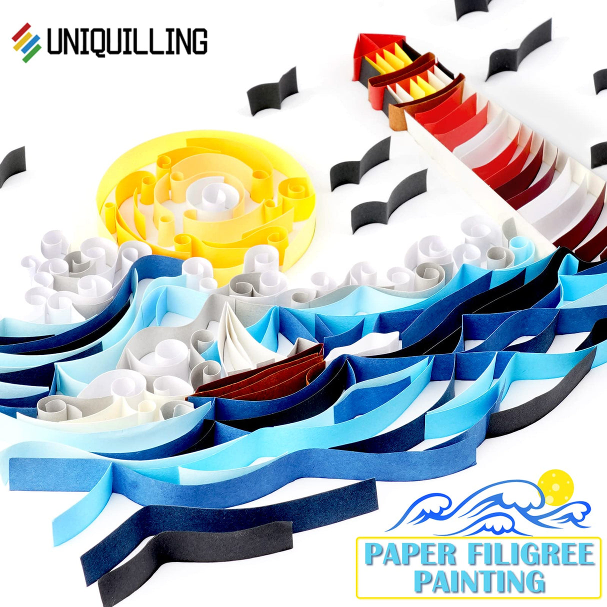 Uniquilling Quilling Kits Paper Quilling Kit for Adults Beginner, 8 * 10 in Paper Filigree Painting Kits, DIY Kits for Adults with Quilling Tools, Modern Wall Art for Living Room Uniquilling