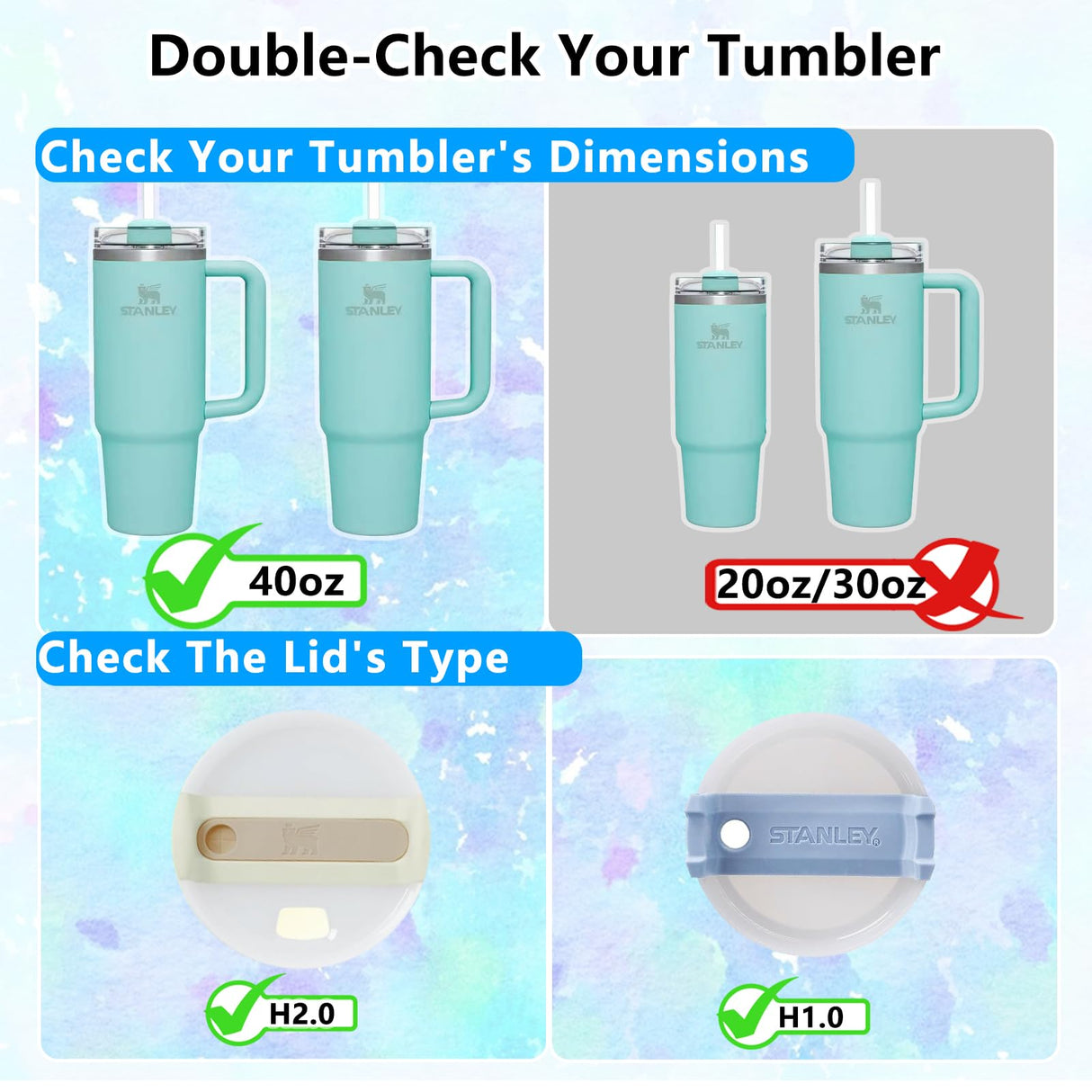 ToBeAce Sublimation Name Plate Blanks Acrylic for Stanley 40 oz Tumblers H2.0 & H1.0, Sublimation Topper Personalized Name Tag for Customized Stanley Cup, Heart (8 Pcs, NOT 30/20 oz) ToBeAce