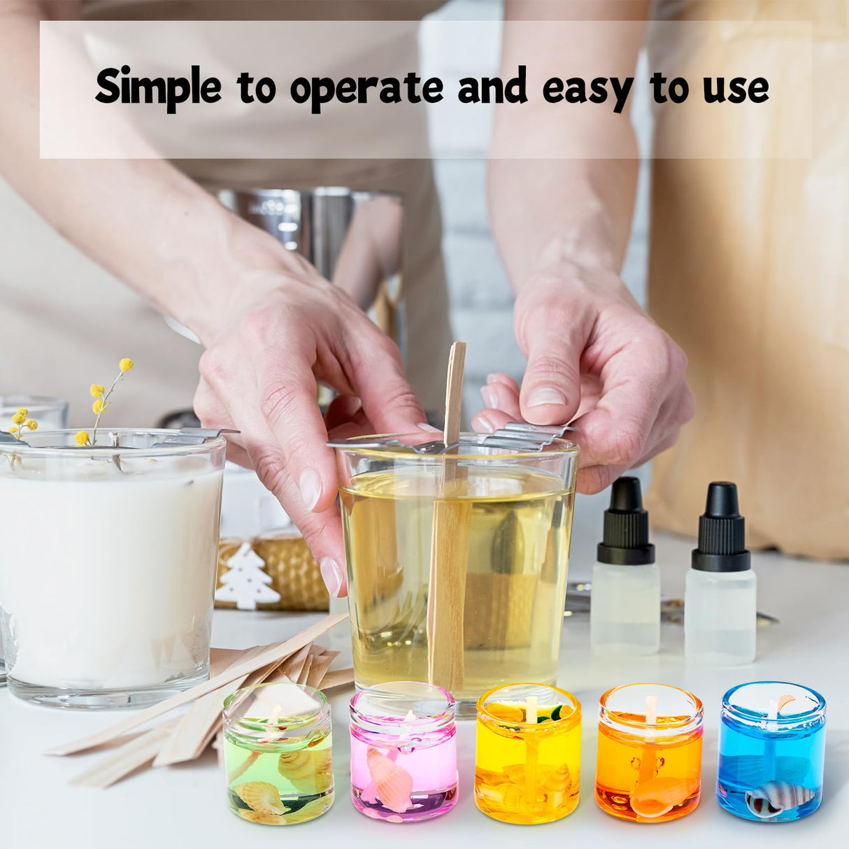 Heigble 3.3 lb Gel Candle Wax Making Clear Handmade High Density Jelly Candle Wax with Wick and Stickers with Dye for DIY Making Kit Heigble