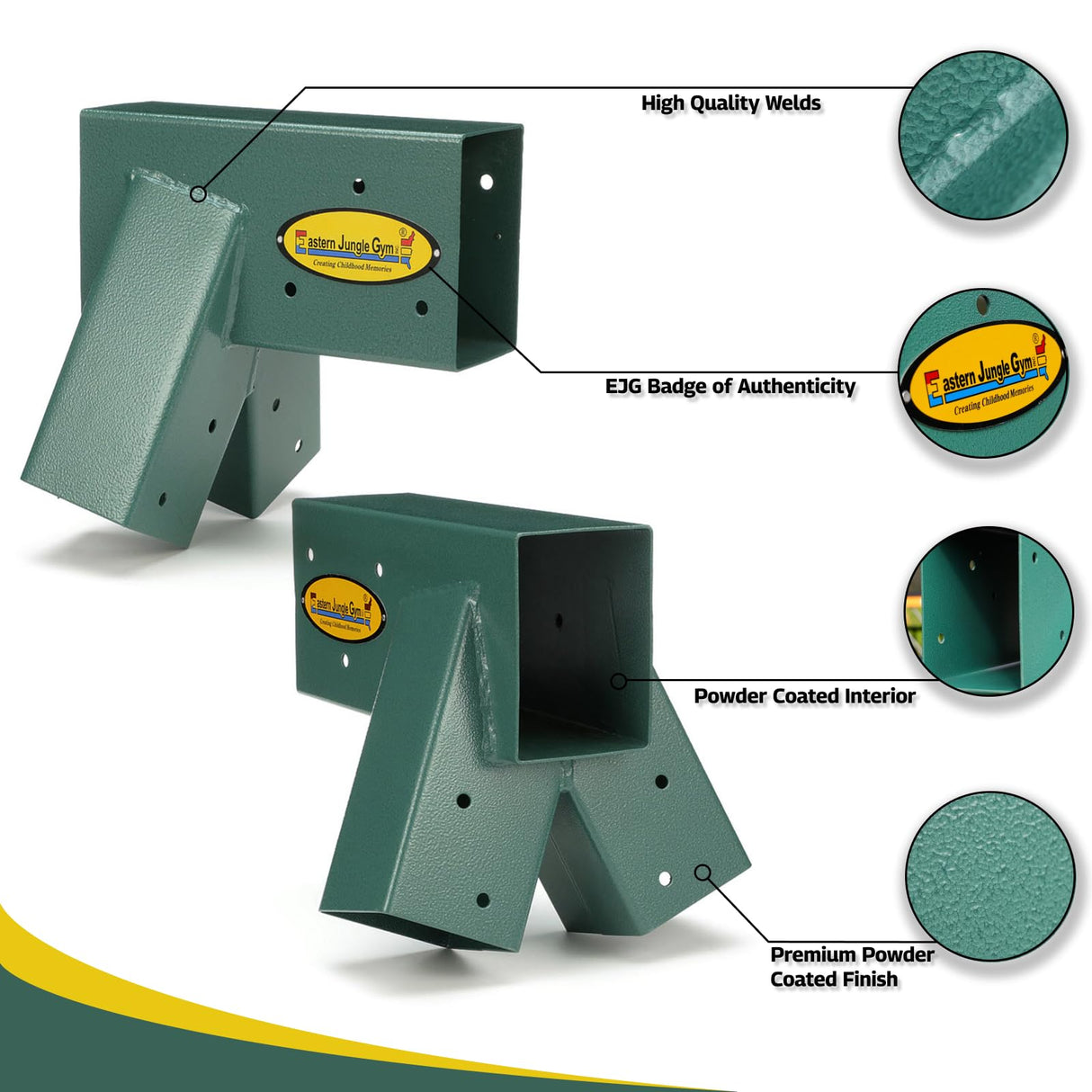 Eastern Jungle Gym Easy 1-2-3 A-Frame 2 Brackets for Swing Set with All Mounting Hardware, Green Eastern Jungle Gym