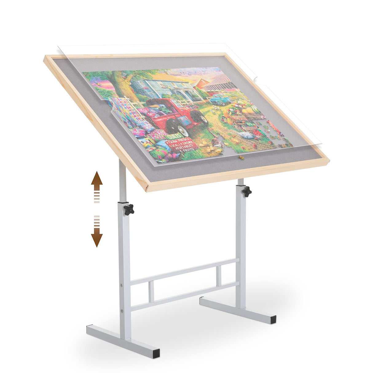 Fanwer Puzzle Table Adjustable, 34 x 26in Adjustable Height Puzzle Table with Legs, Portable Puzzle Tables for Adults Folding Jigsaw Puzzle Table, Tilting Puzzle Board Fit for 500-1500 Pieces Fanwer