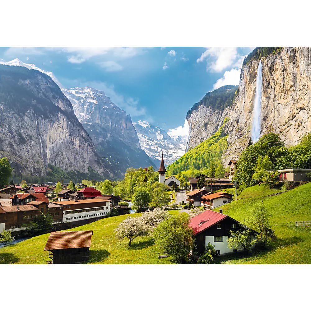 Trefl Lauterbrunnen, Switzerland 3000 Piece Jigsaw Puzzle Red 46"x33" Print, DIY Puzzle, Creative Fun, Classic Puzzle for Adults and Children from 15 Years Old Trefl