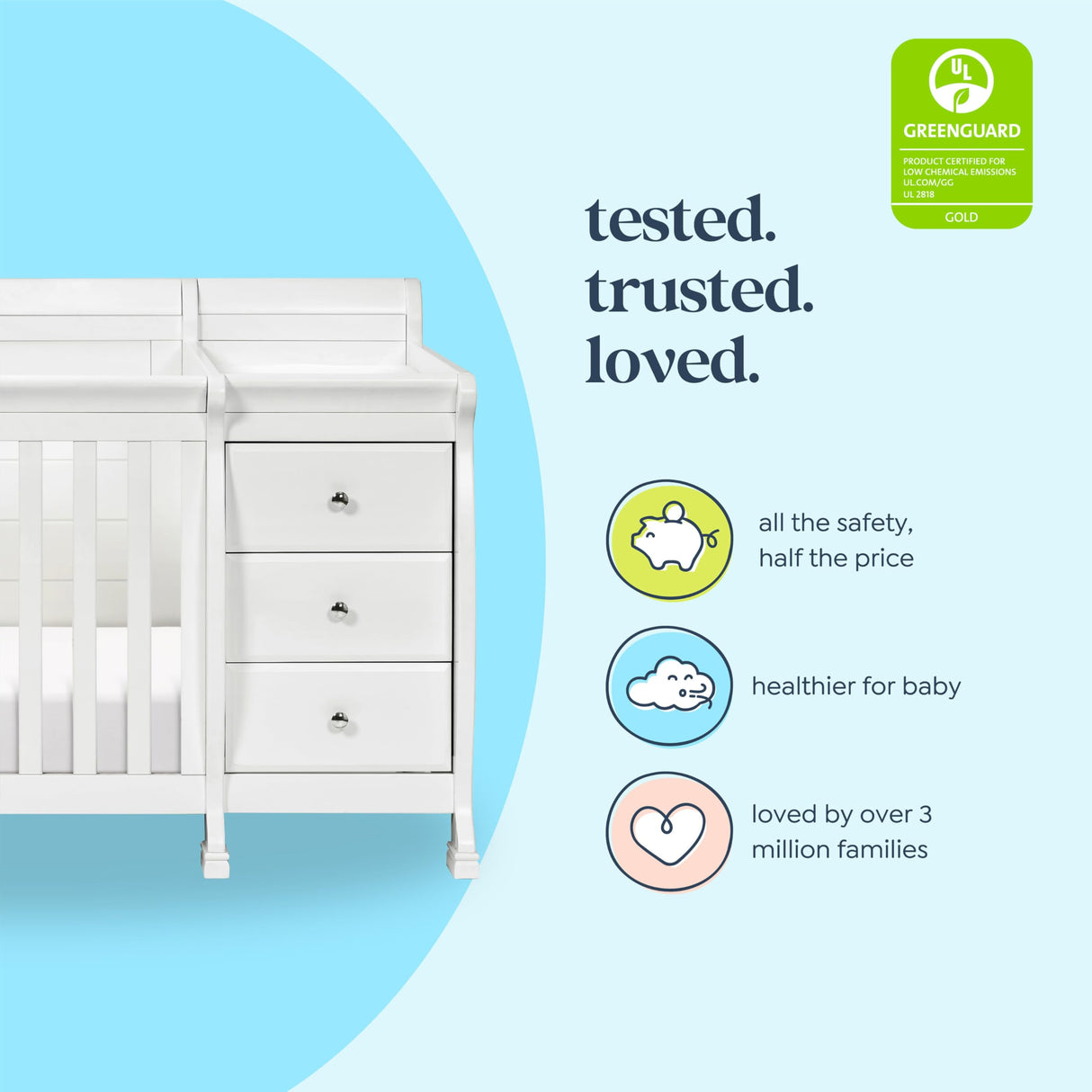 DaVinci Kalani 4-in-1 Convertible Crib and Changer Combo in White DaVinci