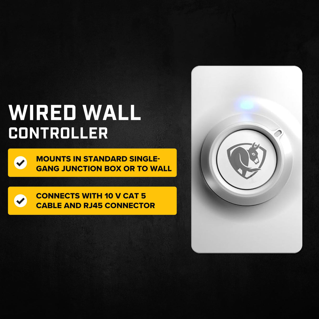 Big Ass Fans E-Series 7 ft Industrial 6 Blade Ceiling Fan Gearless Direct Drive Motor, High Volume Low Speed, Wired Wall Controller, 110-125V/1ph - Silver/Yellow Big Ass Fans