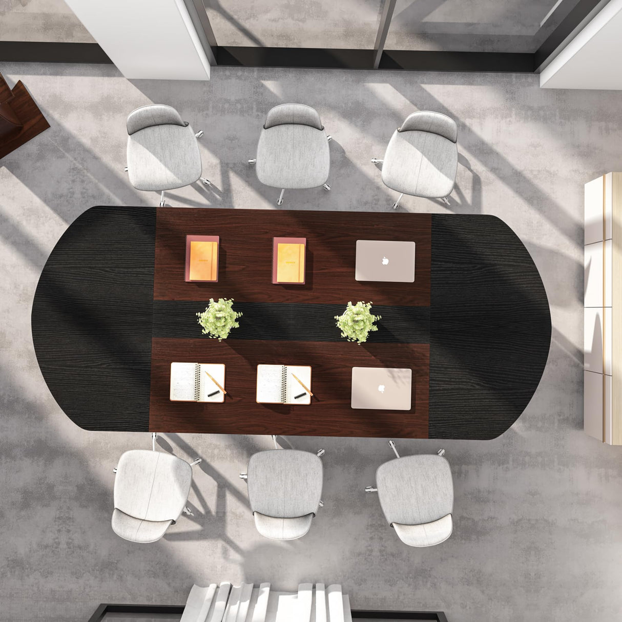 Tribesigns 70.86 Inches 6FT Oval Conference Table, Two-tone Finish Curved Meeting Tables for Office, Large Business Training Seminar Table (Walnut+Black) Tribesigns