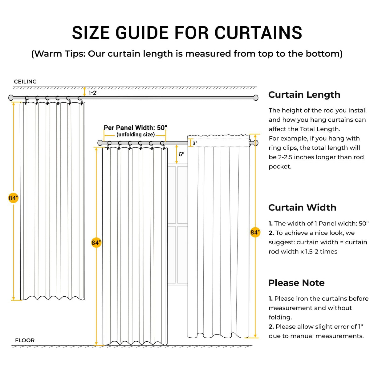 INOVADAY 100% Blackout Curtains for Bedroom, Black Out Curtains Clip Rings/Rod Pocket Linen Blackout Drapes 2 Panels Set, Thermal Insulated Drapes for Living Room, Beige, W50 x L108 INOVADAY