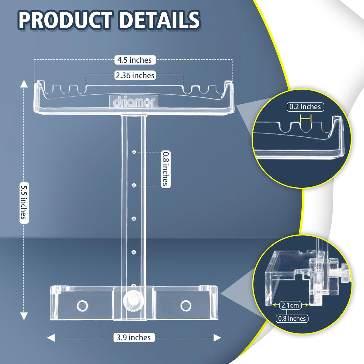 driamor Aquarium Light Riser Adjustable, Clear Acrylic Fish Tank LED Light Stand Aquarium Lamp Holder Bracket Kit 2pcs Transparent Support for Width 2.5-4.4 Inches Light with Extendable Bracket driamor