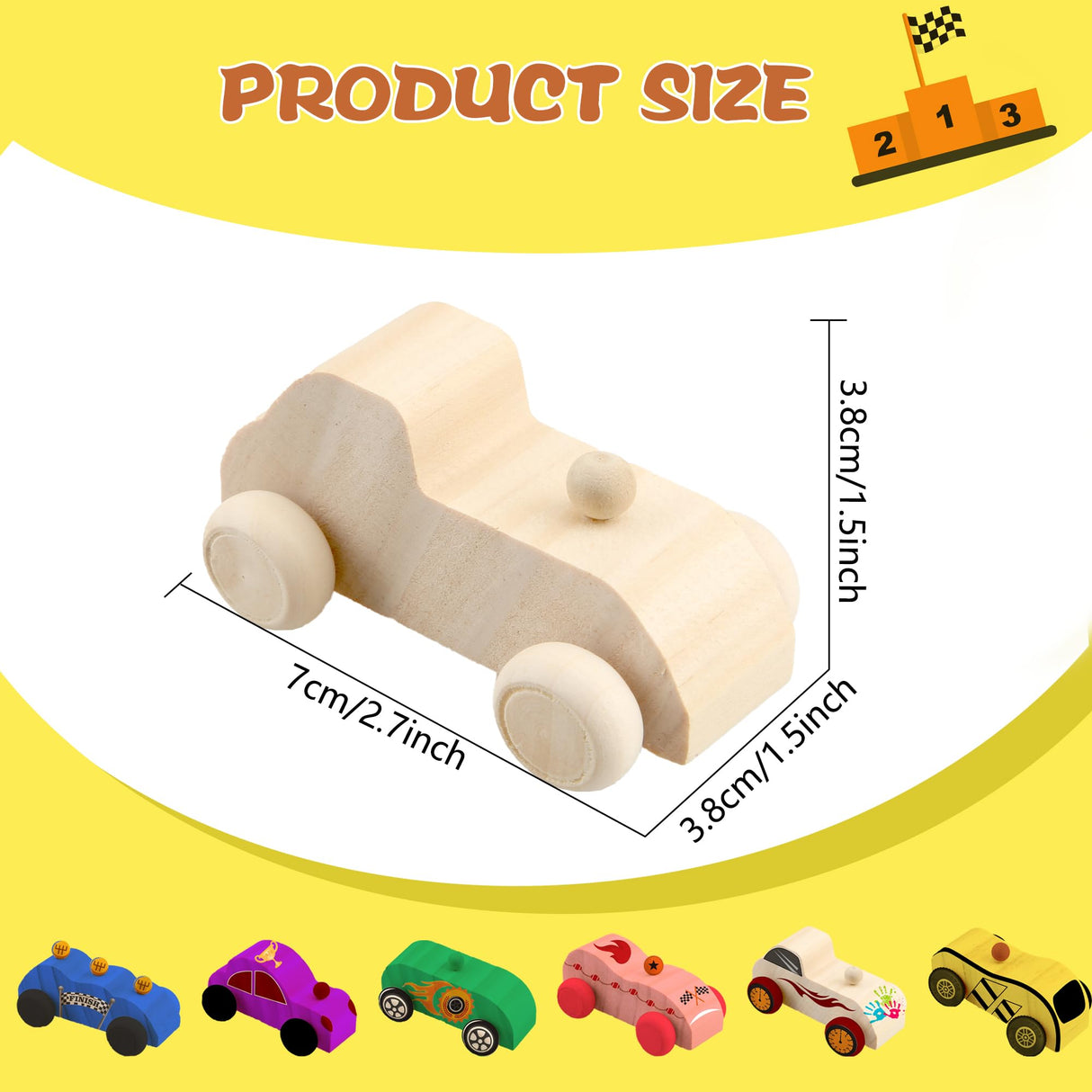 Feradny 42 Pcs Unfinished Wooden Cars Include 18 Wood DIY Car Toys Wood Car Crafts Painting with 24 Painting Tools for Kids Home Activities Arts Crafts Projects Easy Woodworking Party Favors Feradny
