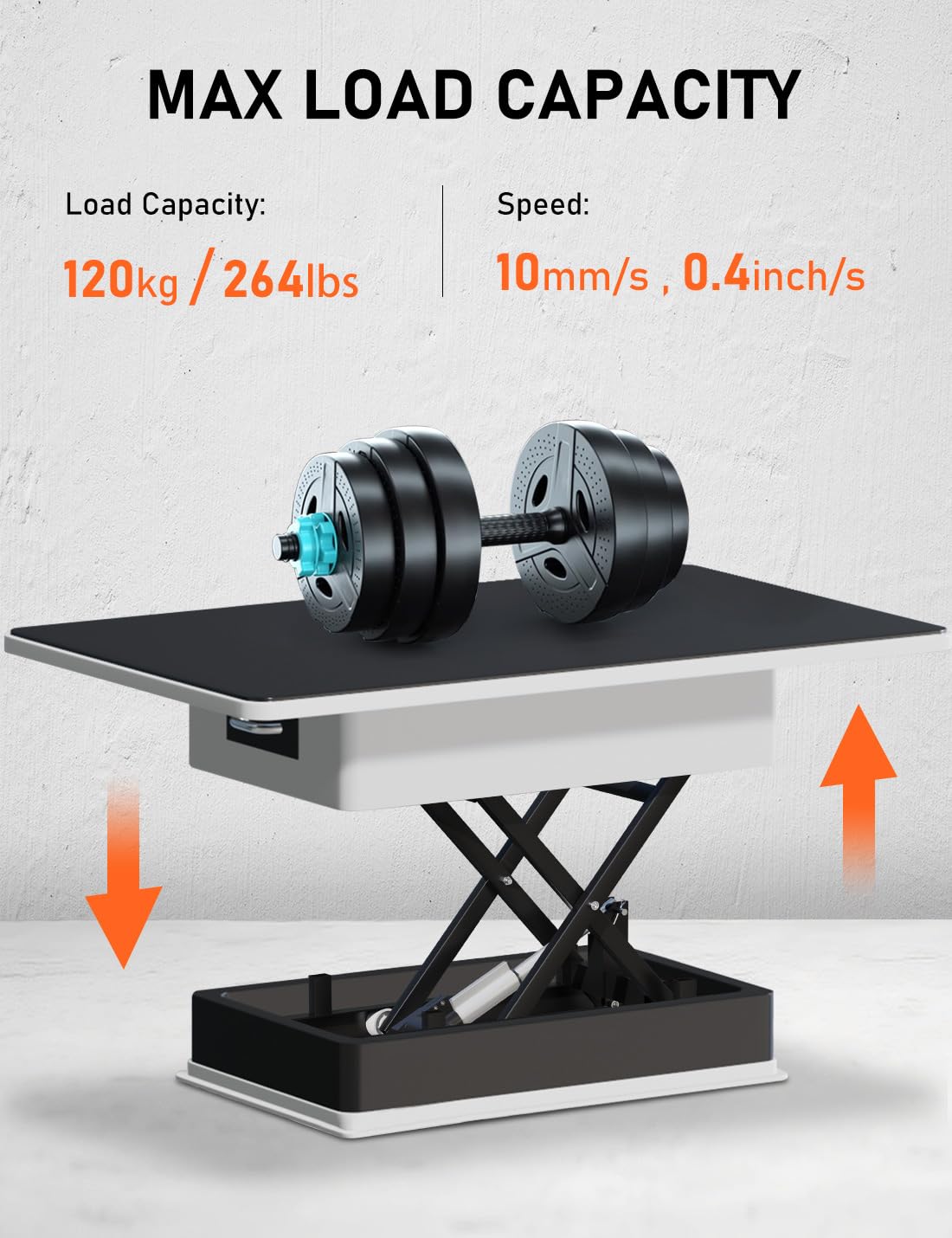 DIHOOL Electric Scissor Lift Table 250LB Load, 210-580MM Height Adjustable Lifting Platform DIHOOL