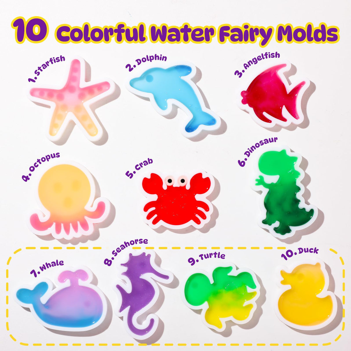 Magic Water Elf Toy Kit, Aqua Fairy Water Gel Kit for Kids with 20 Magic Gel & 10 Molds,Make Your Own Water Pets & Squishy Toys, Craft Kits for Kids Ages 8 9 10 Years Old TMOL