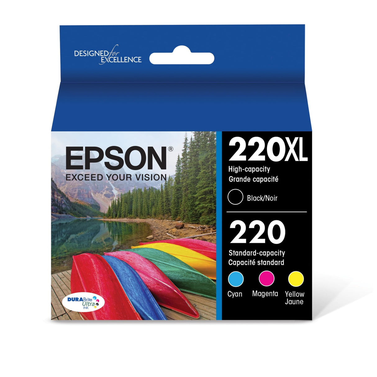 EPSON 220 DURABrite Ultra Ink High Capacity Black & Standard Color Cartridge Combo Pack Works with WorkForce WF-2630, WF-2650, WF-2660, WF-2750, WF-2760, Expression XP-320, XP-420, XP-424 Epson