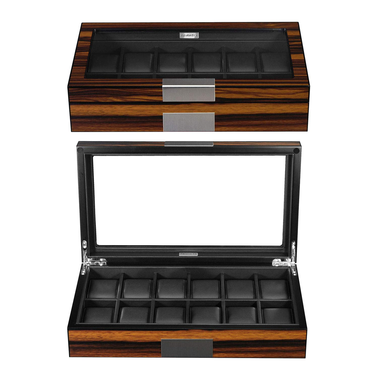 Lifomenz Co 12 Watch Box for Men Watch Display Case Wood Luxury Watch Box with Large Glass Window,Watch Organizer Box with Ultra Smooth PU Leather Interior Lifomenz Co