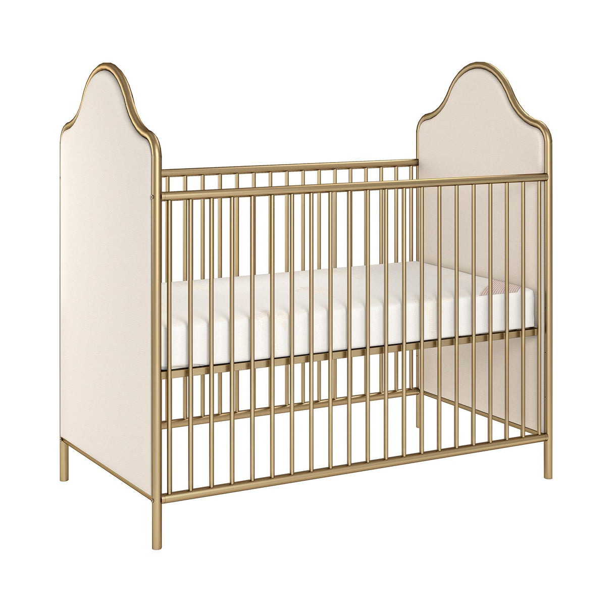 Little Seeds Piper Upholstered Metal Crib, Gold Little Seeds