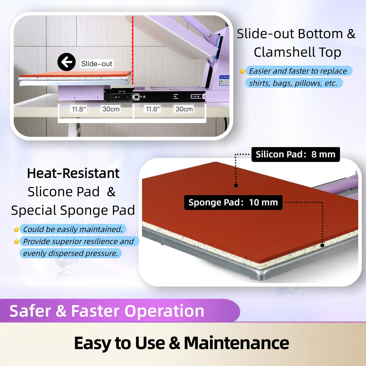 16x24 Heat Press Machine for T Shirts, 1.8-2kw, 72.77lbs High Pressure, Slide Out Sublimation Heat Transfer Press Suitable for Industrial, Small Business, or Home Use. (Purple, 16x24 Manual) Generic