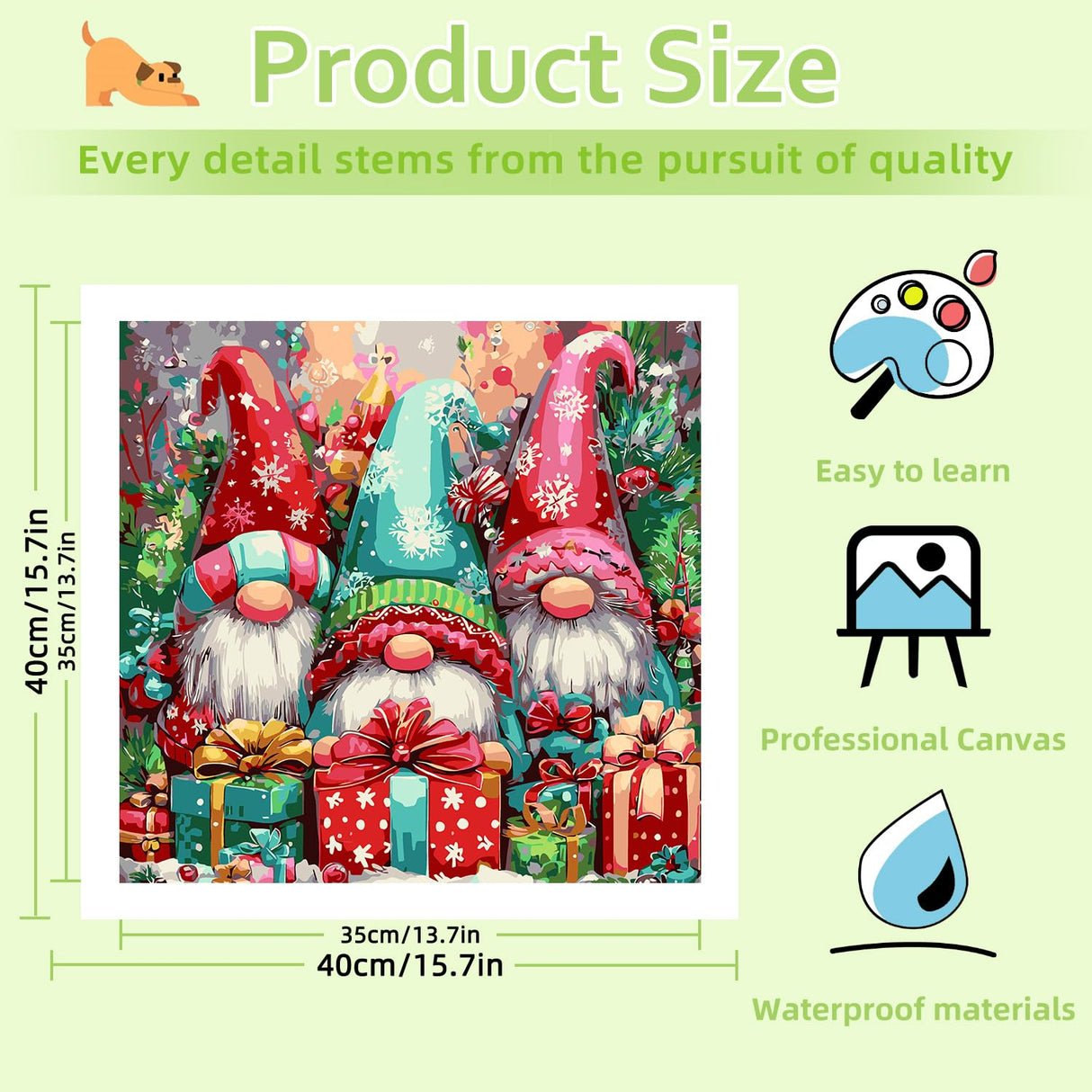 Reivworl Christmas Paint by Numbers Kit for Adults Beginners, Gnome Paint by Numbers, Adult Paint by Number Kits for Gifts and Home Wall Decor 16x16 Inch Reivworl