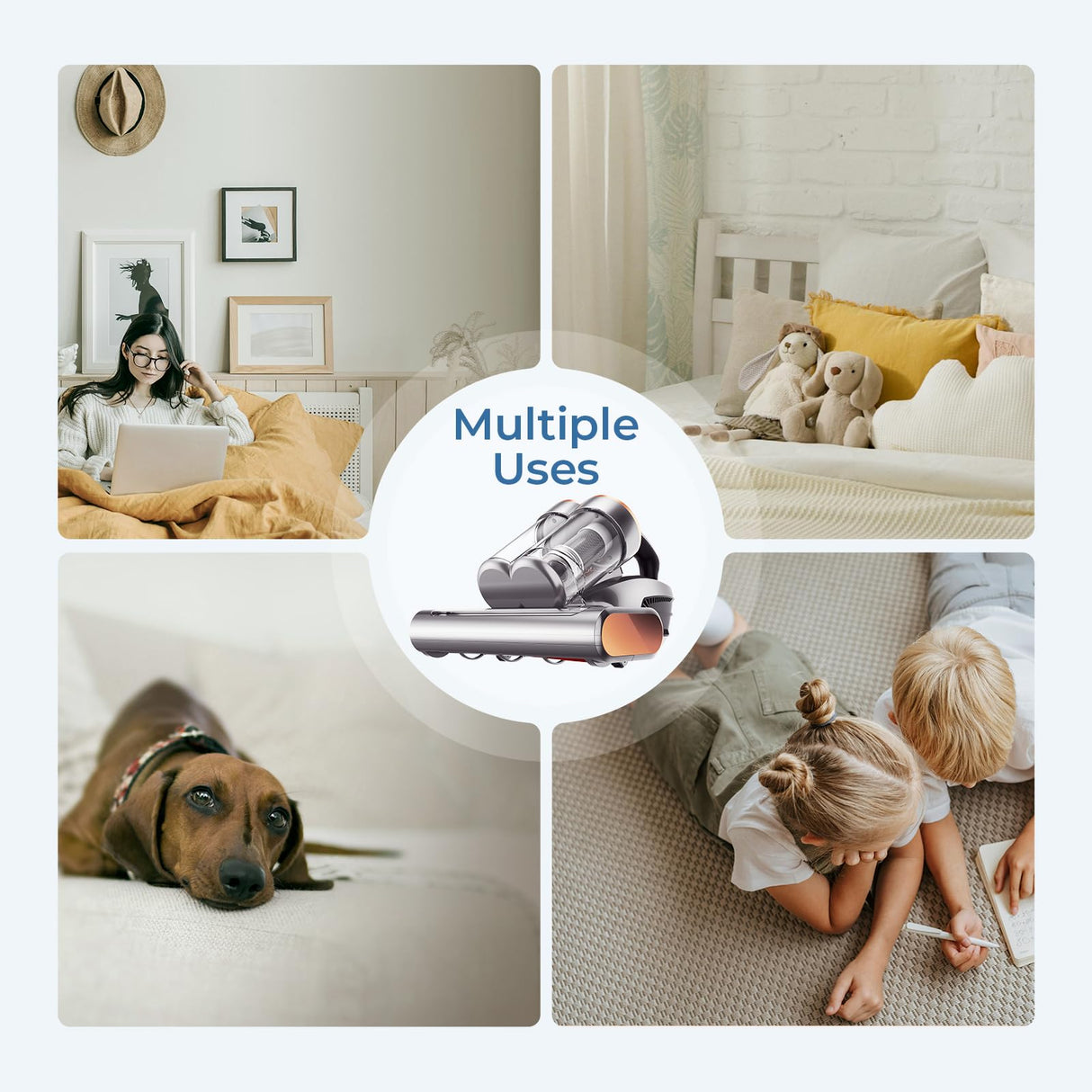 JIGOO Mattress Vacuum Cleaner with UV & Ultrasonic and High Heating,Anti-allergen Powerful Handheld Vacuum for Bed,Sofa JIGOO