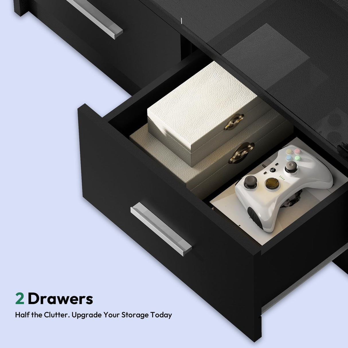 Lamtor Glass Display Cabinet with Doors - Curio Cabinet with Dynamic LED Lights for Collectibles, 67" Display Case with 4 Tier and Drawers for Figure, Toys, Books, Black Lamtor