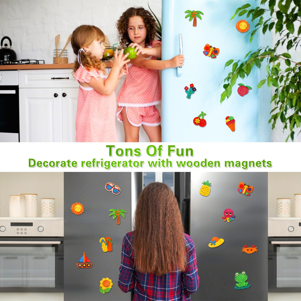 Worgree Summer Crafts for Kids, 36 Pcs DIY Wooden Magnets Art Craft Supplies Painting Kit for Boys Girls Ages 4-8 8-12 Birthday Party Gifts Summer Activities School Classroom Prizes Worgree