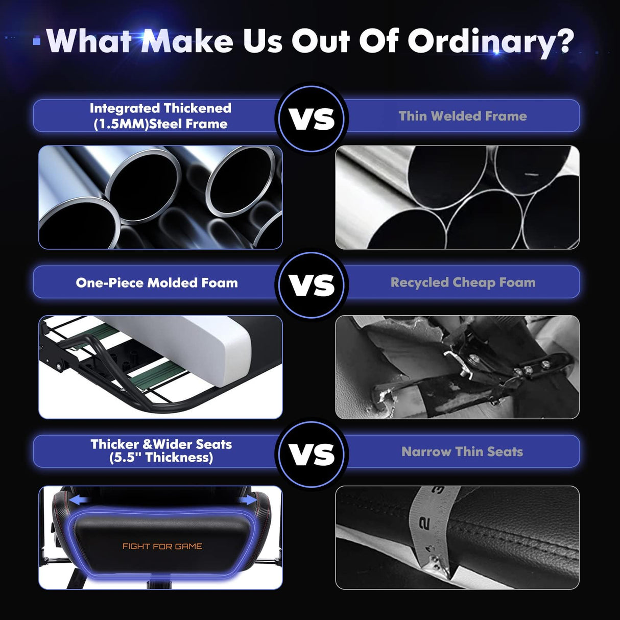 Big and Tall Gaming Chair with Footrest 350lbs, Computer Gamer Chair, High Back PC Gaming Chairs with Wide Seat, Lumbar Support, Armrest for Adults-Black COLAMY