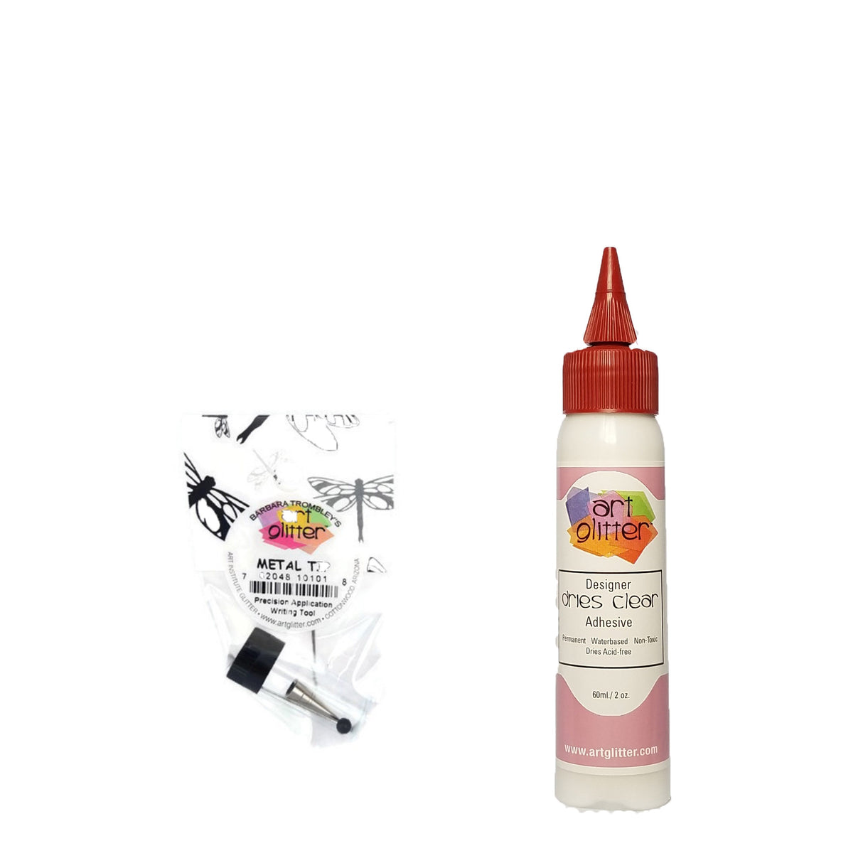 Art Glitter Glue Designer Dries Clear Adhesive 2 oz with Ultra Fine Metal Tip Art Glitter