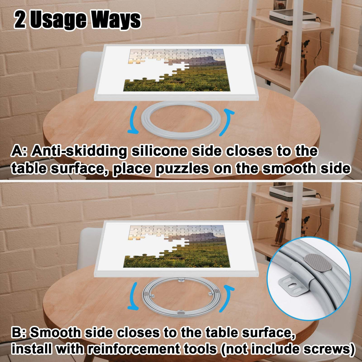 Rotating Puzzle Board Base,Swivel Puzzle Board Turntable 360° Rotating Base Jigsaw Puzzle Table Spinner for 1000/1500 Piece Lazy Susan Spinning Puzzle Boards Base Puzzle Accessories for Adults Kids NQEUEPN