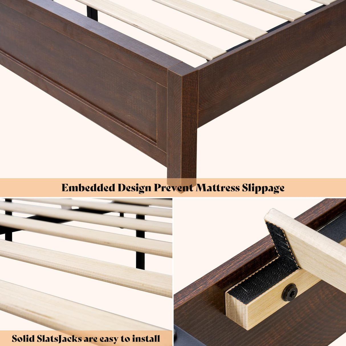 AMERLIFE Full Size Farmhouse Bed Frame with 49.2" Barn Door Headboard, Platform Bed Frame with Wood Slats, Under Bed Storage Space, Noisy Free, Easy Assemble, Reclaimed Barnwood AMERLIFE