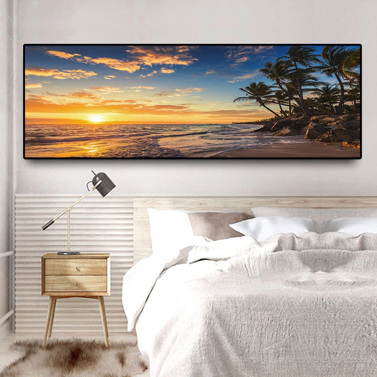 Instarry DIY 5D Diamond Painting Large Size Full Drill Beach and Sunset Rhinestones Cross Stitch Living Room Decorations for Wall Craft Kits 47.2x15.7 inch Instarry