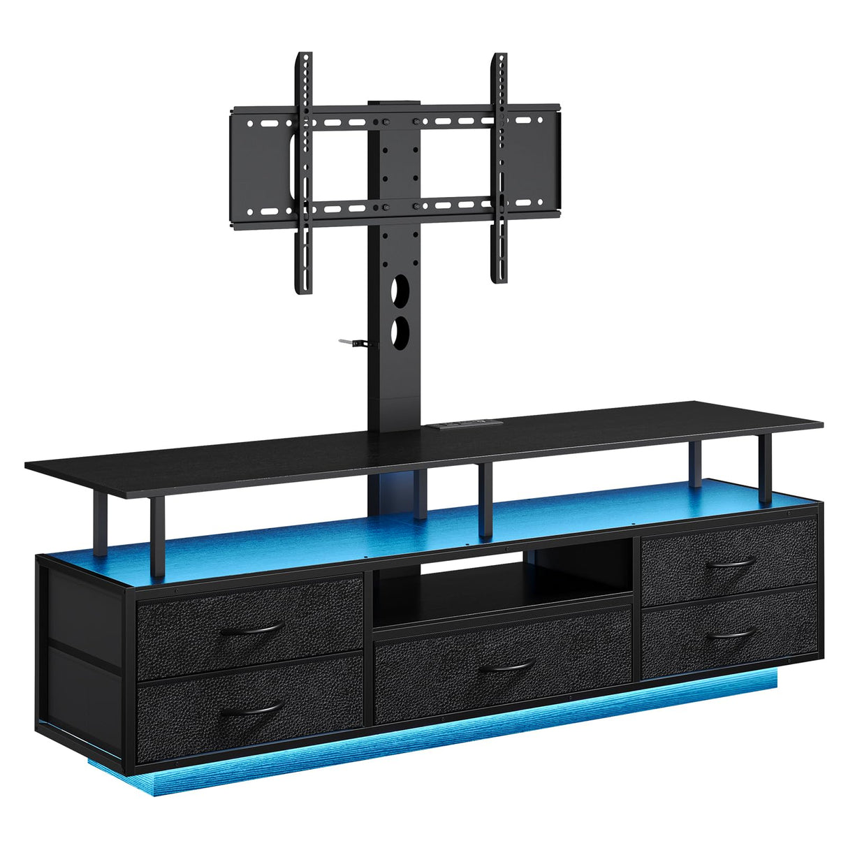 BTHFST TV Stand with Mount for 32/55/65/70 inch TVs, 51.2" LED TV Stand with Power Outlets & Storage, Entertainment Center with Storage for Living Room, Bedroom Black BTHFST