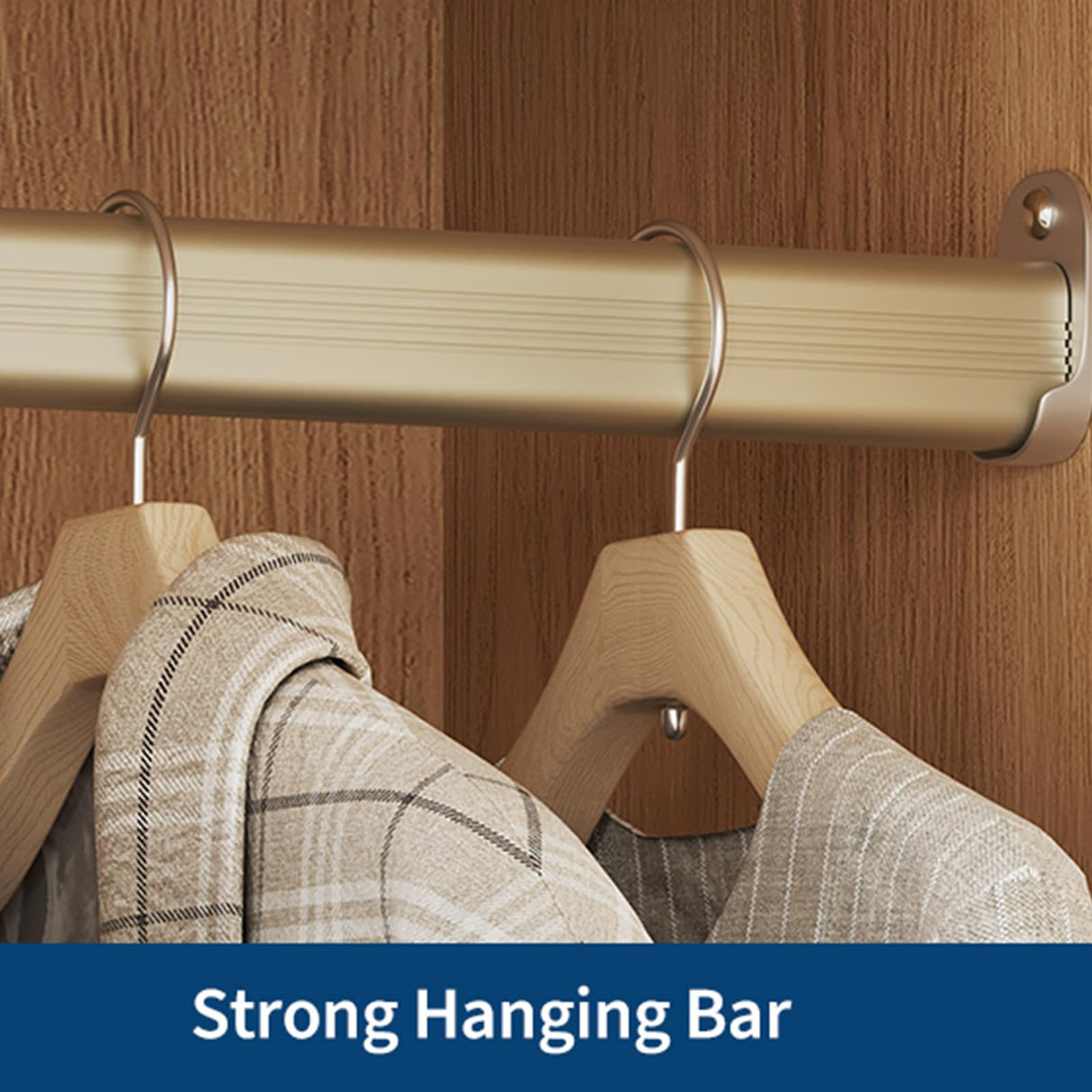 GarveeHome Bedroom Wooden Armoire Wardrobe Closet, Freestanding Large Wardrobe Armoire Cabinet with Glass Doors and 2 Drawers, Shelves & Hanging Rod for Bedroom, Clothes, Natural GarveeHome