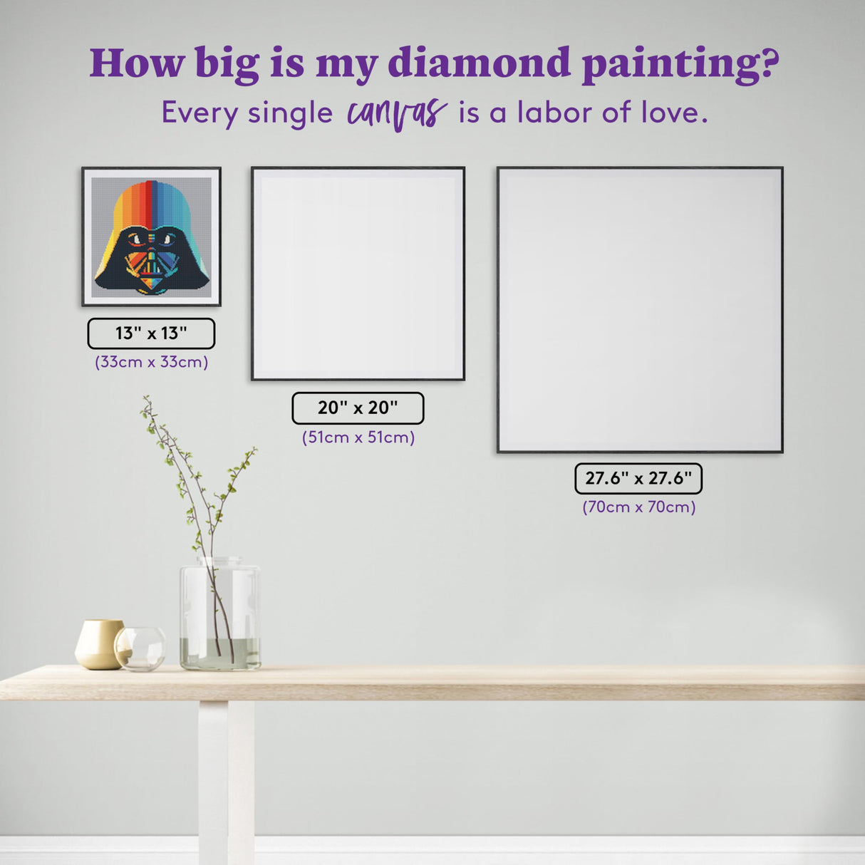 DIAMOND ART CLUB Rainbow Darth Vader Diamond Painting Kit, Fun DIY Crafts for Adults, Round Diamond Art Canvas for Beginners, 13" x 13" (33x33cm) DIAMOND ART CLUB