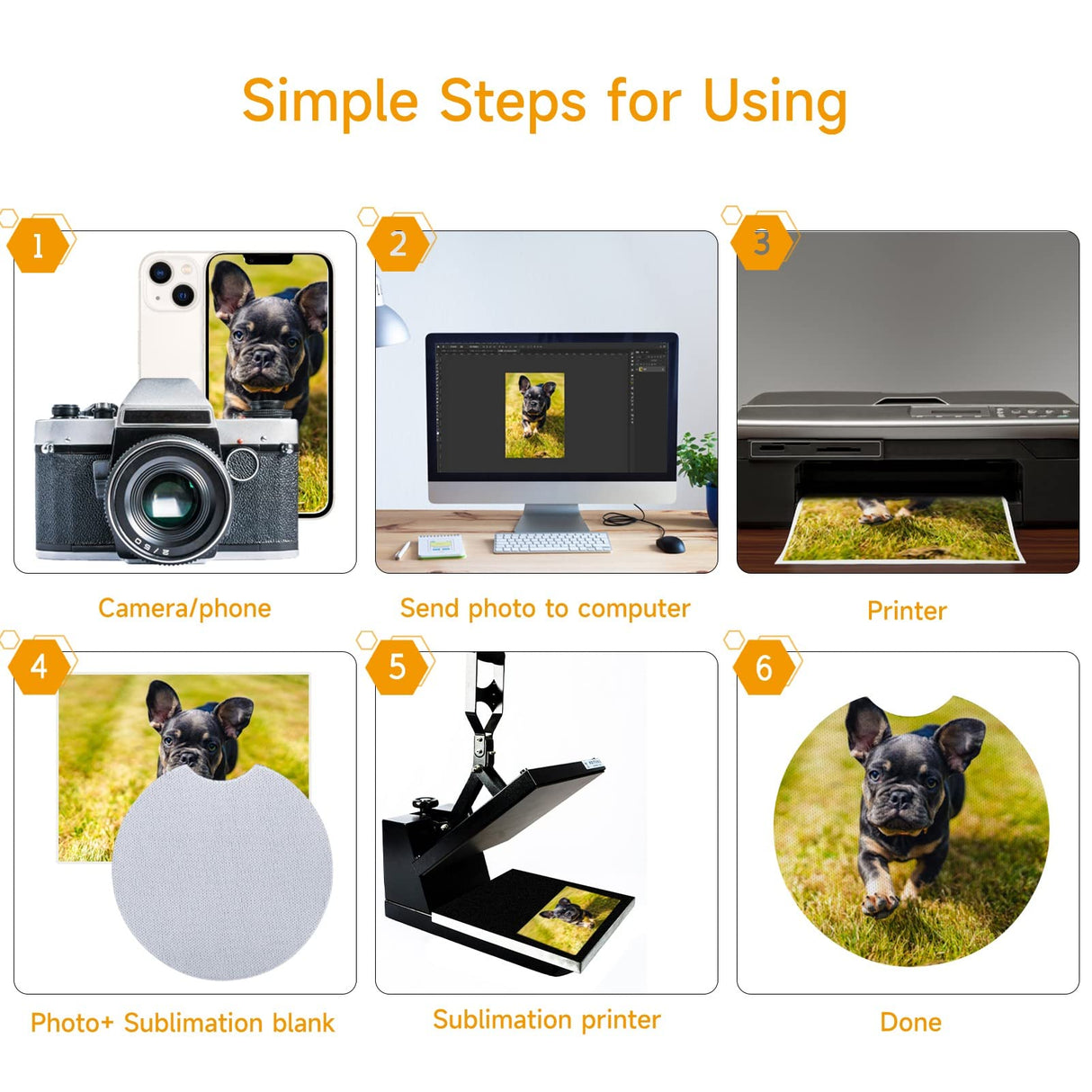 120PCS Sublimation Blanks Car Coasters, Absorbent Auto Coasters for Cup Holders, Neoprene Car Coasters Absorb Spills to Keep Cupholders Clean Valyria