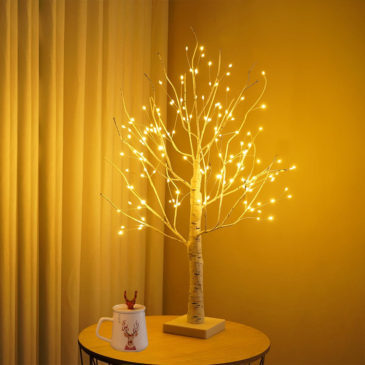 Hbaushun 144 LED Birch Tree Light,Tabletop Bonsai Fairy Light Spirit Tree,DIY Artificial Tree Lamp with Timer USB/Battery Powered for Bedroom Christmas Home, Wedding, Holiday Decor (Warm White) Hbaushun