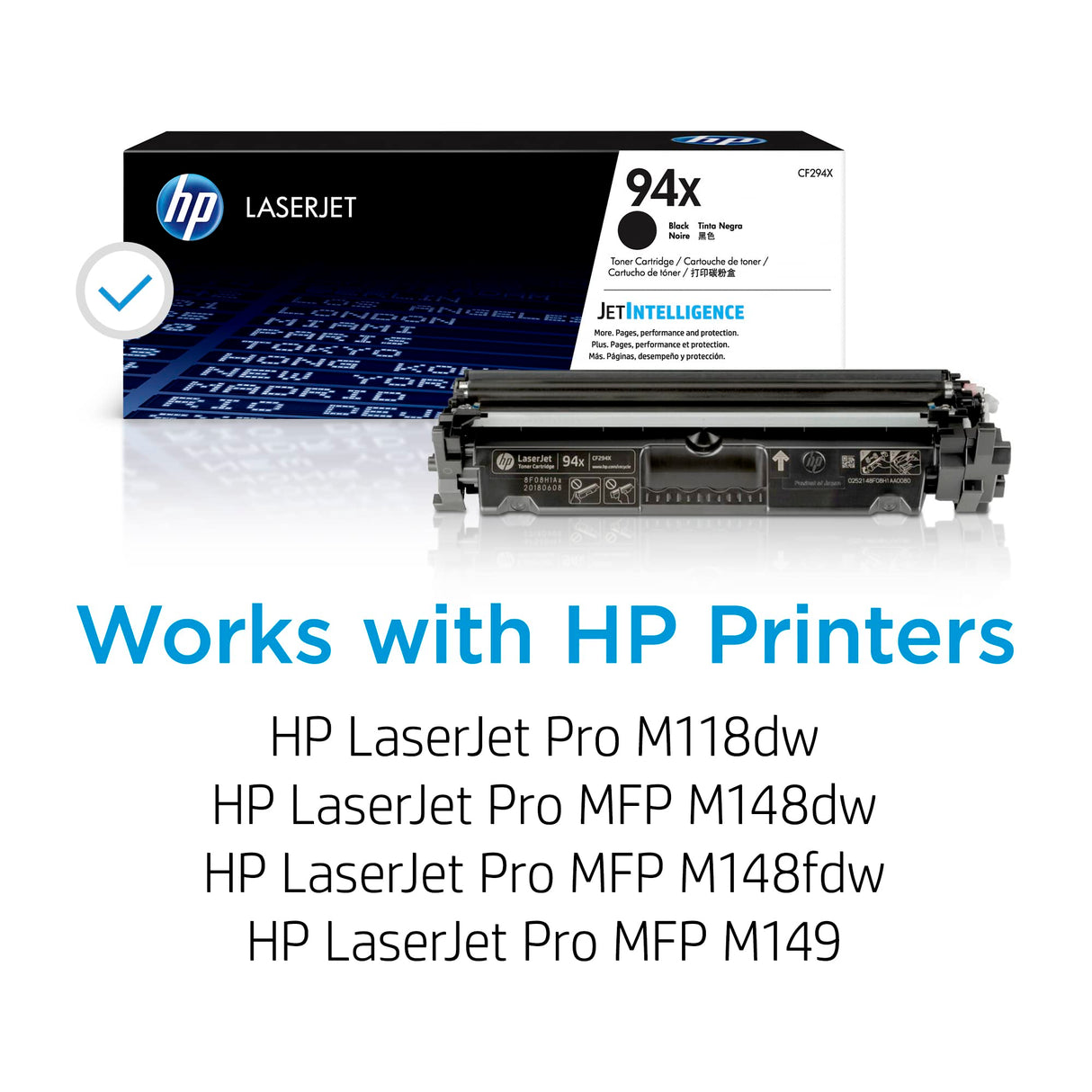 HP 94X Black High-yield Toner Cartridge | Works with HP LaserJet Pro M118 Series; HP LaserJet Pro MFP M148, M149 Series | CF294X, Black 14.09 x 4.25 x 5.3 in HP