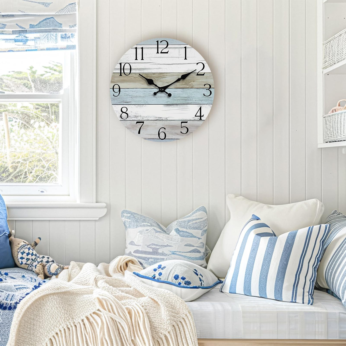 HYLANDA Wall Clock, Silent Non Ticking Wall Clocks Battery Operated, Rustic Wooden Clocks Decorative for Kitchen, Bathroom, Bedroom, Living Room, (8 Inch) HYLANDA
