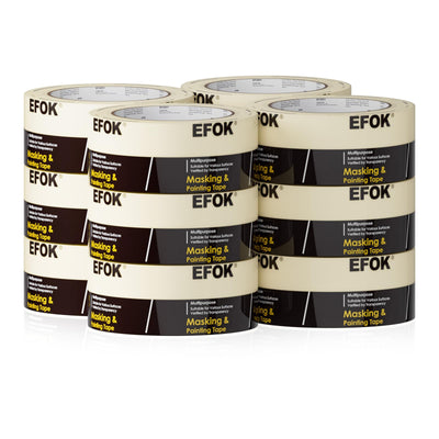 EFOK 10 Pack Masking Tape 2 Inch Wide Bulk, 2025 Upgrade White Painters Tape Anti-UV General Purpose, 1.88 Inch × 55 Yards Total 550 Yards