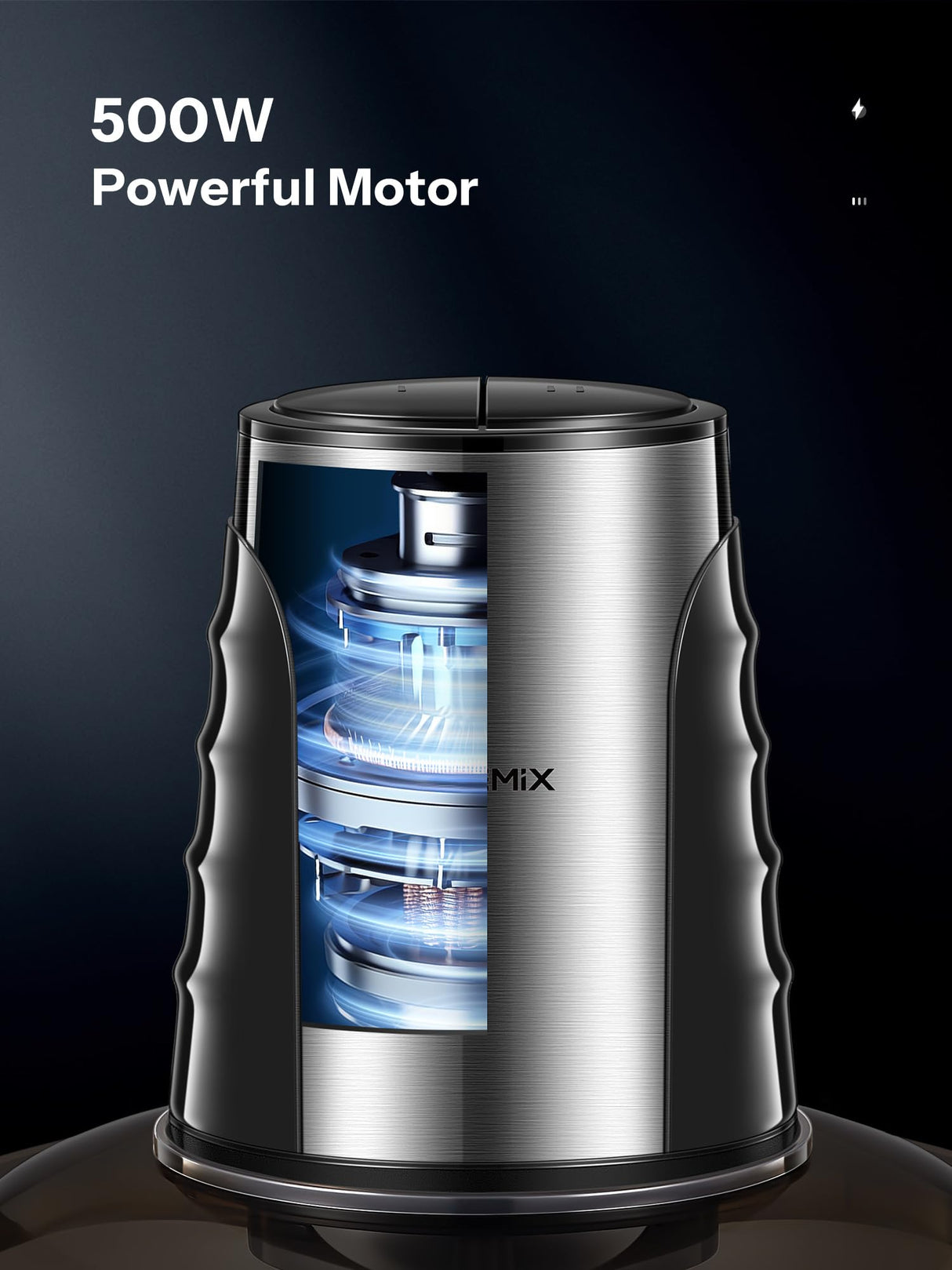 Food Processors with 2 Large Bowls(12 Cup+12 Cup), Reemix Electric Chopper with Powerful 500W Copper Motor, 4 Bi-Level Blades for Fruits, Meat, Vegetables, Baby Food, Nuts, 2 Speeds Reemix