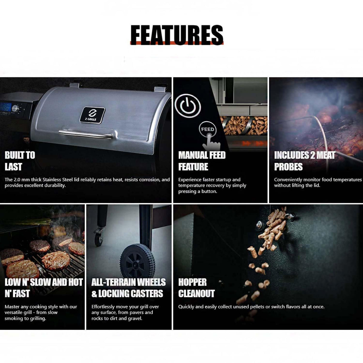 Z GRILLS 2025 Pellet Grill Smoker with PID 2.1 Controller, Meat Probes, Rain Cover for Outdoor BBQ, Smoke, Bake and Roast, 450E PRO Z GRILLS