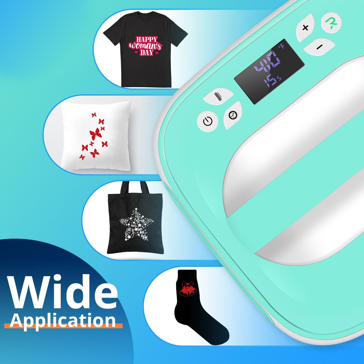 HTVRONT Heat Press Machine for T Shirts, Portable Heat Press 10"X10" - Heat Up Fast & Distribute Heat Evenly, Tshirt Press Machine for Sublimation, HTV, Heat Transfer Projects (Light Green) HTVRONT